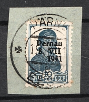 1941 10k Parnu Pernau, German Occupation of Estonia, Germany (Mi. 6 I, Parnu Postmark, CV $80)
