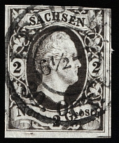 1851-55 2g Saxony, German States, Germany (Mi 5, Canceled, CV $110)