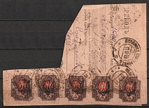 1919 (17 Jun) Ukraine, Postal Money Transfer from the Ekaterinoslav district, multiply franked Odessa 7 Trident Overprint