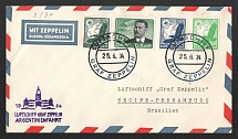 1934 (25 Jun) Germany, Graf Zeppelin airship airmail cover from Friedrichshafen to Recife (Brazil), Flight to Argentina 1934 'Friedrichshafen - Recife' (Sieger 254 Ab, CV $80)