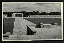 1938 'City of the Nazi Party Rallies Nuremberg. Luitpold Arena. The Fuhrer's path with a view of the war memorial. The fuhrer's pulpit on the right.', Propaganda Postcard, Third Reich Nazi Germany