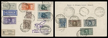 Worldwide Air Post Stamps and Postal History - Libya - Zeppelin Flight - 1932 (August 29-September 1), 5th SAF registered postcard to Brazil, franked by two Sibyl stamps of 40c and 60c plus seven stamps of Italian Colonies Dante …