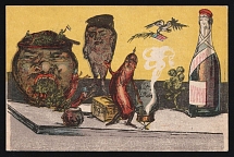 1914-18 'European cuisine' WWI Russian Caricature Propaganda Postcard, Russia