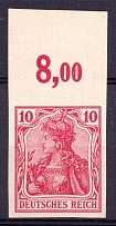 1902 10pf German Empire, Germany (Mi. 71 U, Margin, Control Number '8.00', Signed, CV $330)