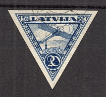 1921 Latvia Airmail 20 R (Imperf, CV $50, Canceled)