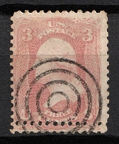 1861 3c Washington, United States, USA (Scott 65, Rose, DOUBLE Perforation, Canceled)