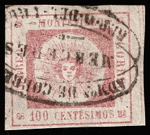 1859 100c Uruguay, South America (Mi 10a, Signed, Canceled, CV $80)