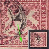 1865 3k Wurttemberg, Germany (Mi. 31 b, Dot between 'E' and 'U' in 'KREUZER', Canceled)
