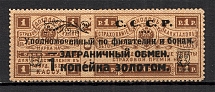 1923 USSR Philatelic Exchange Tax Stamp 1 Kop (Unprinted `C` of `CCCP`, Print Error, Type I, Perf 13.5)