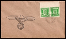 1941 (7 Apr) Swastika, Guernsey, German Occupation, Cover, First Day Cover (Mi. 1 d, Pair, Margin, CV $50)