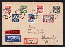 1940 (21 Feb) Germany, Third Reich Registered Express Airmail cover from Danzig to Schwerin, CV $185