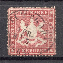 1860 Wurttemberg Germany 9 Kr (CV $200, Canceled)