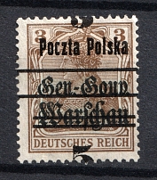 1918-19 5pf/3pf Poland (SHIFTED Overprint, Print Error, Type I)
