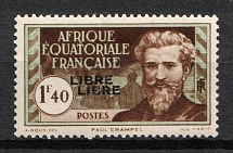 1940 1.40f French Equatorial Africa, French Colonies (DOUBLE Overprint, Print Error, CV $50)