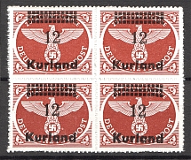 1945 Germany Occupation of Kurland Block of Four `12` (CV $80, MNH)