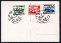 1939 (27 Jul) Third Reich, Germany, Postcard with Commemorative Nurburgring Postmark (Mi. 695 - 697, Full Set, CV $290)