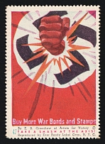 1933-1945 'Buy More War Bonds and Stamps', Propaganda Label Stamp, Anti-Nazi Propaganda