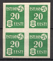 1941 Germany Occupation of Estonia Block of Four (Imperforated, CV $750, MNH)