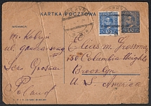 1924 Poland, Postcard from Kobryn to Brooklyn, United States