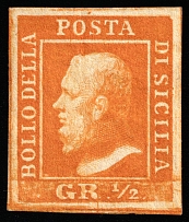 1859 1/2g Sicily, Italy (Sc 10g, CV $700)