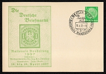 1937 A privately printed postal card depicting a German States (Prussia) stamp. The sponsor of the exhibition was Reichspostminister Dr. Ing. E. H. Ohneforge