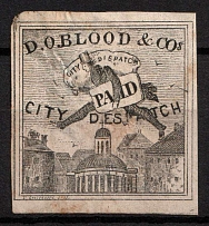 1847 2c D. O. Blood & Co. City Dispatch Post, Philadelphia, United States, Locals (Sc. 15L6, CV $+++)