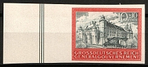 1944 10zl General Government, Germany (Mi. 125 U, Imperforate, Margin, CV $40, MNH)