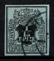 1851-55 1/15t Hannover, German States, Germany (Mi. 4, Sc. 5, Canceled, CV $130)