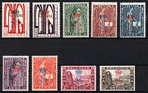 1928 Belgium, Semi-Postal Stamps (Sc. B69 - B77, Full Set, Overptints, CV $650)