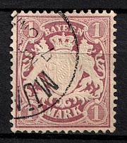 1879 1m Bavaria, German States, Germany (Mi. 43, Sc. 46, Canceled, CV $140)