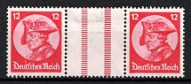 1933 12pf Third Reich, Germany, Se-tenant, Zusammendrucke (Mi. WZ 10, CV $60)