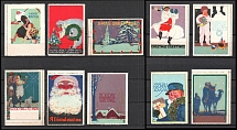 Christmas, United States, Stock of Cinderellas, Non-Postal Stamps, Labels, Advertising, Charity, Propaganda