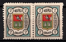 1889 2k Nikolsk Zemstvo, Russia (Schmidt #2, White paper, Pair, CV $40)