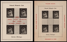 1938-40 Polish Philatelic Club in Detroit, Michigan, Poland, Non-Postal, Cinderella, Souvenir Sheet
