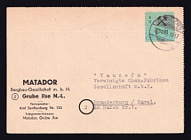 1945 (28 Nov) Grosraschen, Telegram to Brandenburg (Havel) franked with 6 pf, Germany Local Post (Mi. 6 A IV, CV $130)