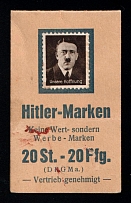 1934 Booklet with 20 x Hitler Propaganda stamps, Third Reich, Nazi Germany, Rare
