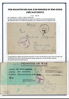 1942-44 Germany, German Field Post in Africa, cover from Front (El Alamein area) to Freienorla, Field post № L 23476, and POW censored cover from the SAME sender from the US camp Camp Folk, New York to Germany