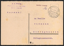 1945 Germany, Soviet Occupation, POW postcard from Mennighuffen to Eidinghausen