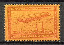 1913 Liegnitz Germany Zeppelin Special Flights Red (Signed, MNH)