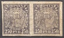 1921 RSFSR Pair 250 Rub (Missed Print, `Accordion`, Print Error, MNH)