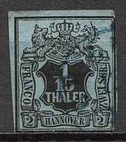 1851-55 Hanover Germany 1/15 Th (CV $130, Canceled)