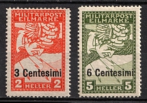 1918 Issued for Italy, Austria-Hungary, World War I Occupation Provisional Issue (Mi. 24 - 25, Full Set, CV $40)
