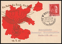 1938-39 (20 Apr) 'Chancellor Hitler's 49th Birthday', Third Reich, Germany, Propaganda, Postcard Published for the Anschluss Plebiscite, Postcard from Berlin