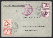 1936 (1 Aug) Germany, Hindenburg airship airmail cover from Frankfurt to Karlsruhe, Olympic flight 'Frankfurt - Frankfurt' (Sieger 427 Ba, CV $130)