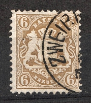 1870 Bavaria Germany 6 Kr (CV $115, Canceled)