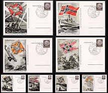 1941 Hindenburg, Third Reich, Germany, Swastika, Fleet, Navy, Military Propaganda, Postcards (Commemorative Cancellation of Kassel)