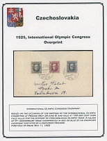 The One Man Collection of Czechoslovakia - Semi - Postal issues - International Olympic Congress issue - EXHIBITION STYLE COLLECTION: 1925, 18 mint stamps with variety of watermarks of 100h and 200h stamps, plus large piece …