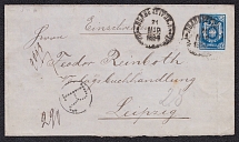 1891 Registered international letter from Lodz to Berlin, Mi U31 with an erroneous surcharge due to a fare increase