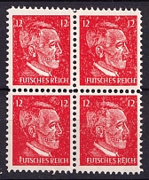 12pf United States US Anti-Germany Propaganda, Hitler-Skull, Block of Four (Private Issue)