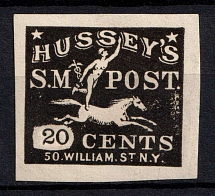 1863 20c Hussey's Special Delivery Post, New York, United States, Locals (Sc. 87LE4)